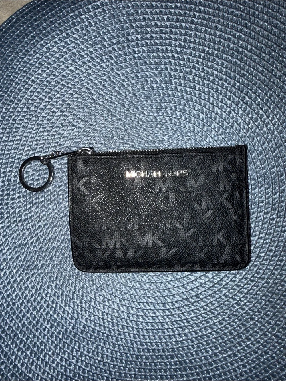 Michael Kors Black Logo Zip Card Holder with Keyring
